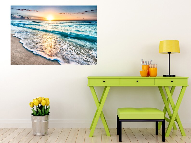 Sunset beach sea wall Decal ocean murals Wall Decor Vinyl image 1