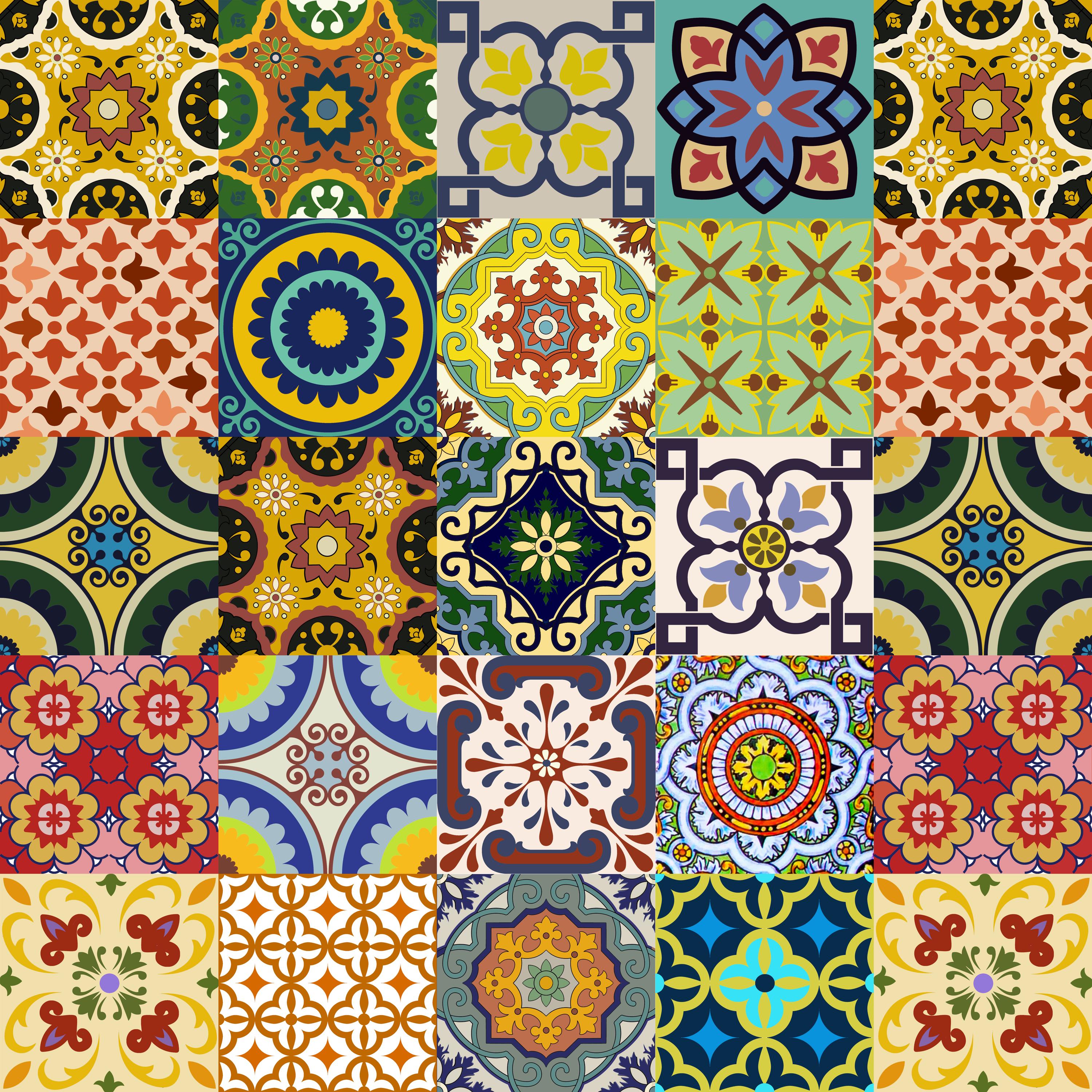 Fireplace Of 24 Vintage Traditional Mexican Tiles Decals Bathroom Stickers Mixed For Walls Kitchen Decals Diy Home Decor C