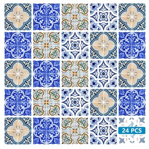 Splashback 24 tile stickers Mexican tile stickers mixed for walls Kitchendecals  bathroom Stair decals H402