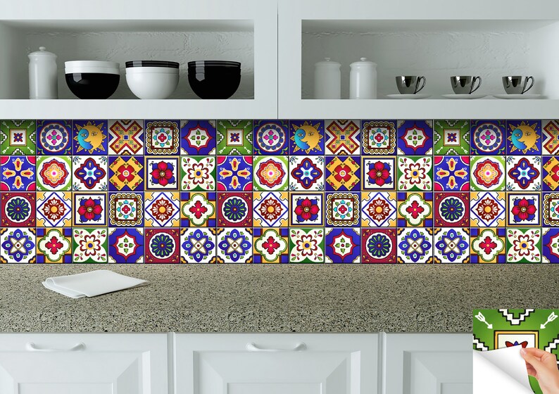 Mexican Set of 24 Tiles Decals Tiles Stickers Tiles for Walls Etsy