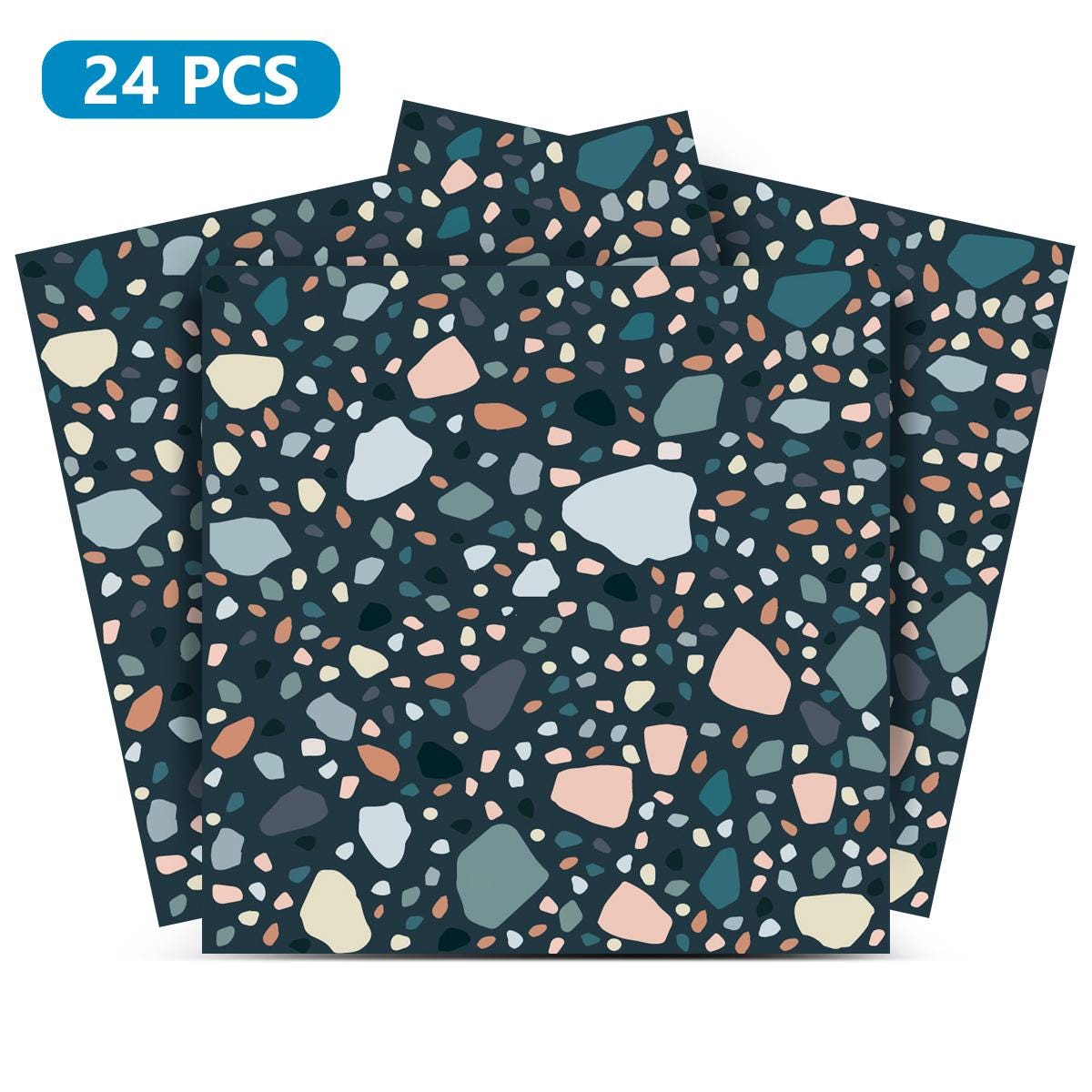 Terrazzo Peel & Stick Backsplash Tile Stickers 24 Tiles Decals Stickers Terrazzo Design For Walls Kitchen Bathroom T4