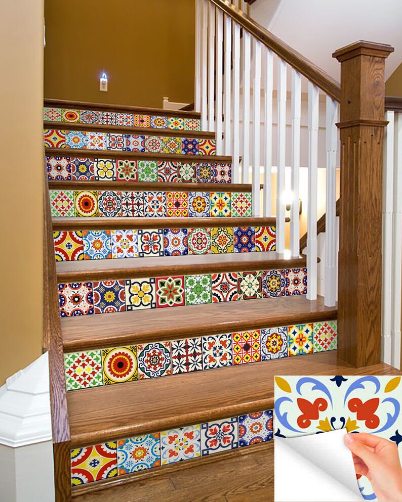 DIY Set of 24 Vintage Mural Mexican Tiles Decals Bathroom Etsy