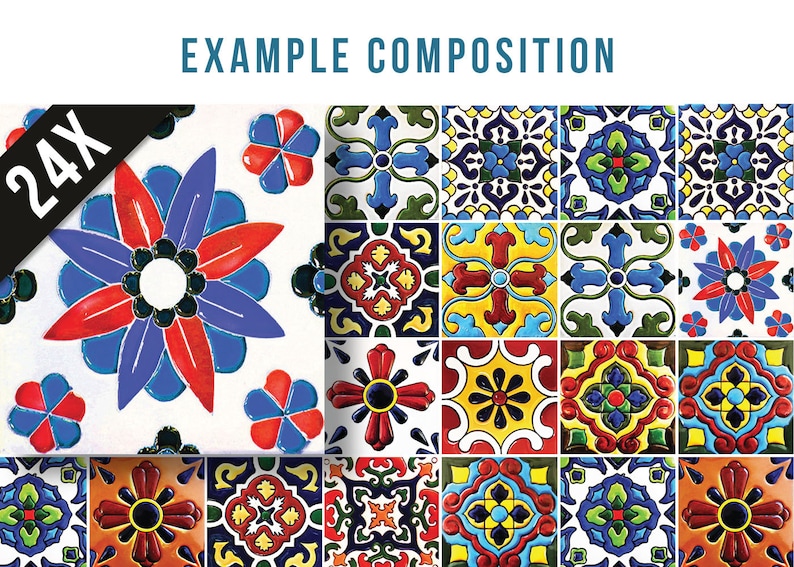 Sticker Set Mexican Tile Tile Stickers Decorative Tiles Etsy