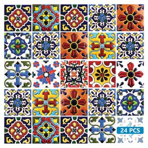 Fireplace tiles Set of 24 Tiles Decals Tiles Stickers mixed Tiles for walls Kitchen Bathroom fliesenaufkleber O