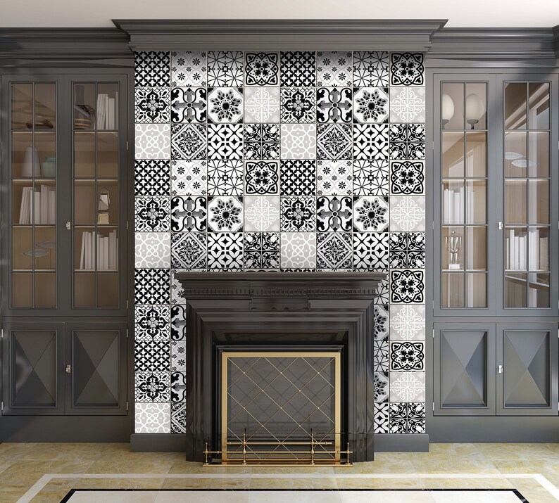 Tile stickers Black & White kitchen decals B99 Etsy