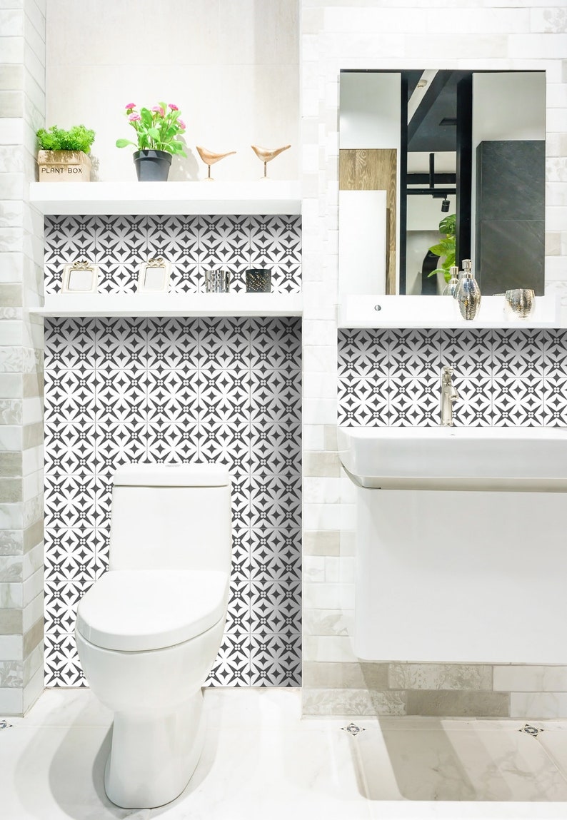 Stairs design modern peel and stick backsplas stickers 24 Tiles Decals Tiles Stickers Tiles for walls Kitchen Bathroom fliesenaufkleber B42