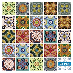 Toilet back wall Decals peel and stick backsplas stickers 24 Tiles Decals Tiles Stickers mixed Tiles walls Kitchen Bathroom fireplace C35