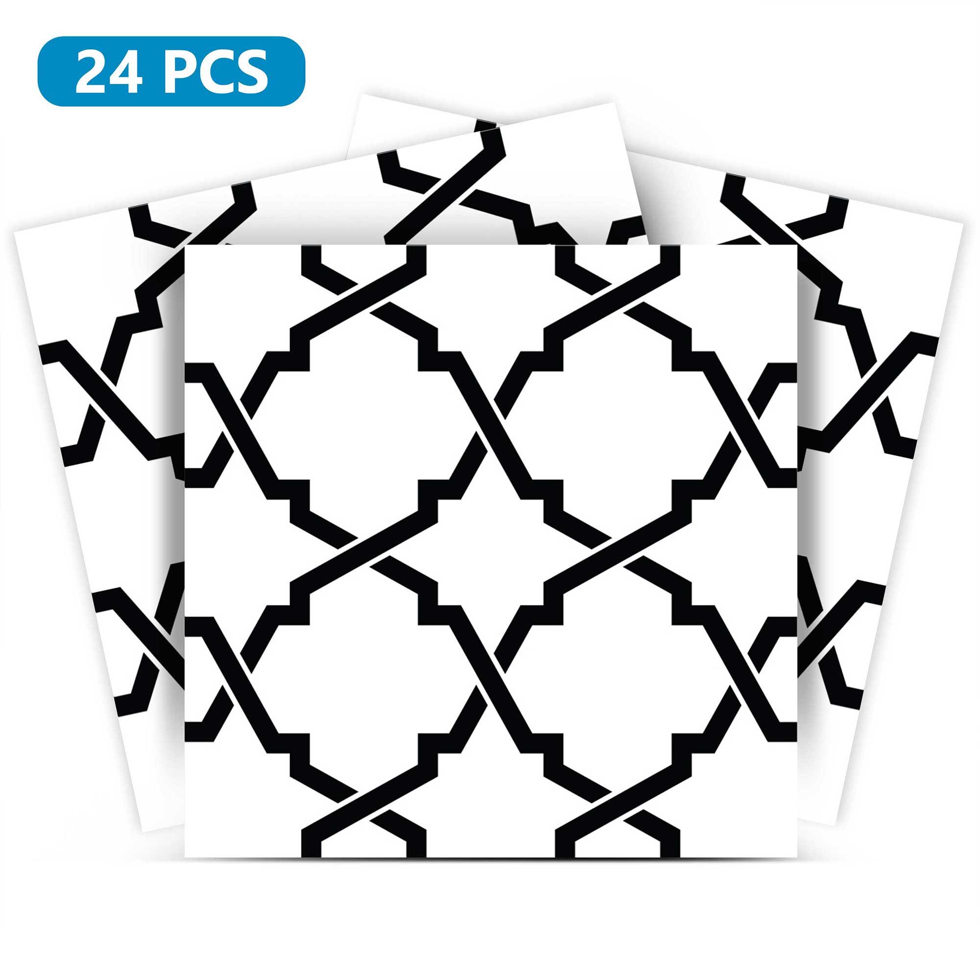 Black & White Removable Tile Stickers Peel Stick Wallpaper Model - B26