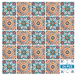 peel and stick backsplas stickers 24 Tiles Decals Tiles Stickers mixed Tiles for walls Kitchen fire colors Bathroom fliesenaufkleber H122