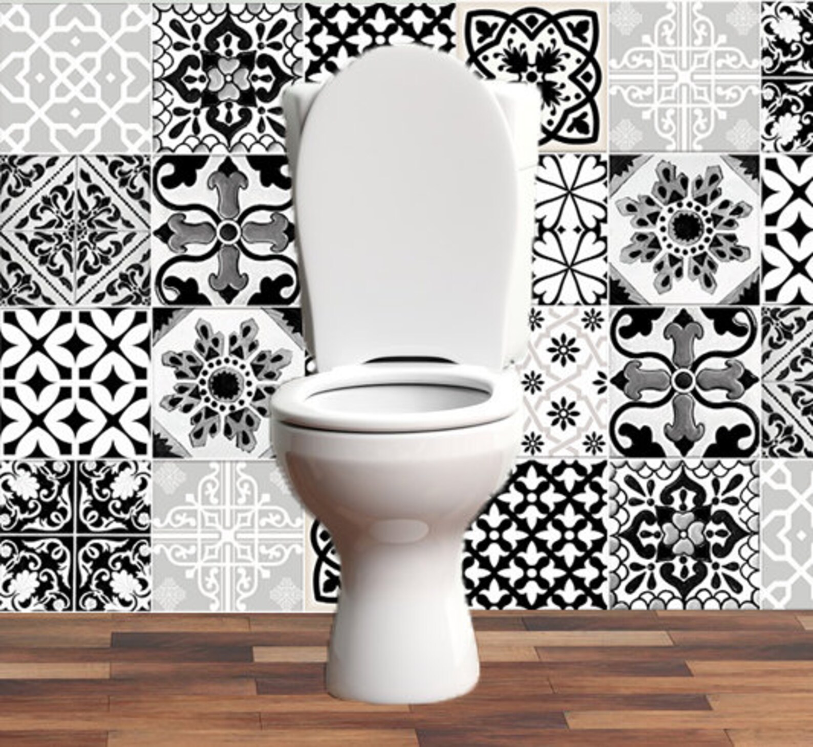 Black & White Tiles Decals bathroom stickers set mixed Tiles Etsy