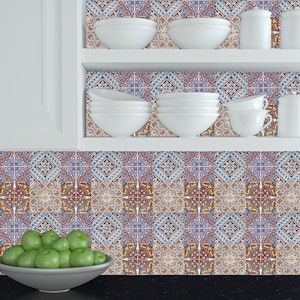 Set of 24 tile stickers Mexican Talavera style Splashback stickers mixed for walls Kitchen decals bathroom Stair decals H403