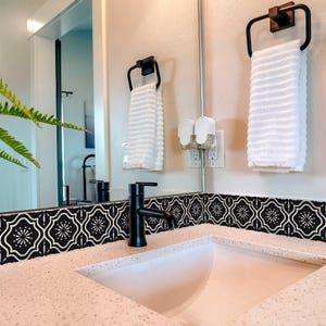 Black and White Easy-to-Install Floor Tiles for kitchens Model - B31