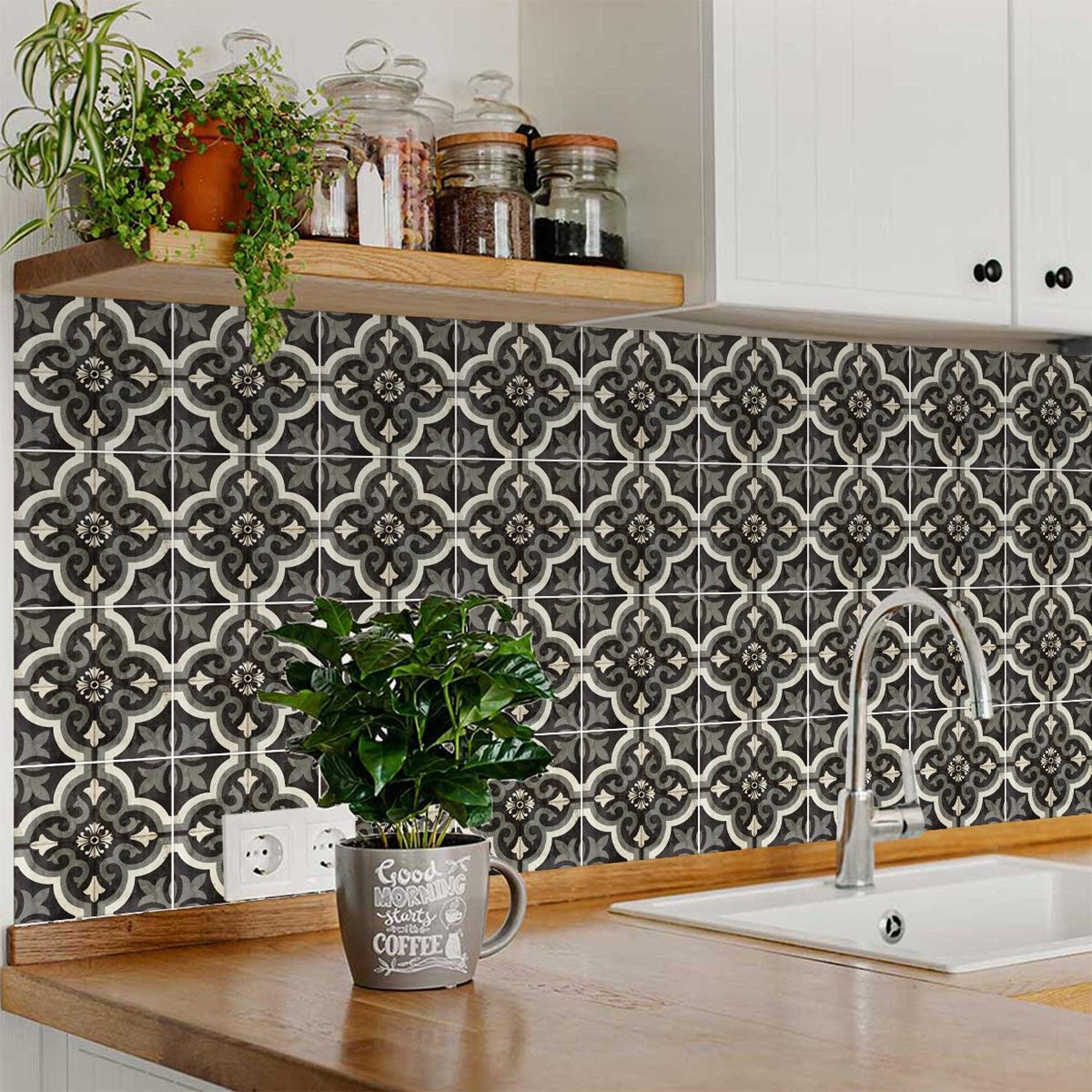 VICTORIAN TILES Peel and Stick Tile Stickers Vinyl Cover Splashback ...