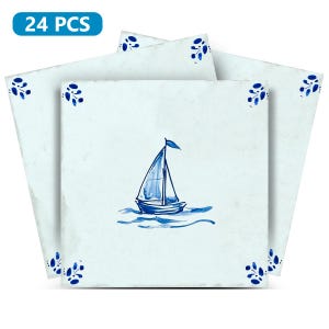 BOAT Delft tile Vintage Peel And Stick Tile Stickers delft tile fireplace surround Kitchen Tile Trends  D60