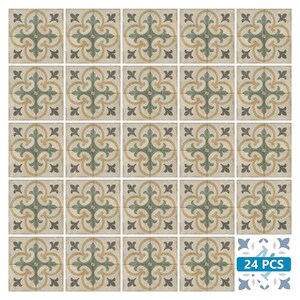 Självhäftande plattor, självhäftande trappsteg, grönt mönster, självhäftande plattor, Kitchen Trends Vintage Decor R6 bild 9