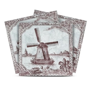 Windmill Delft Peel and Stick Tile – Vintage Tile Sticker for Kitchen, Bathroom, and Fireplace Decor D77