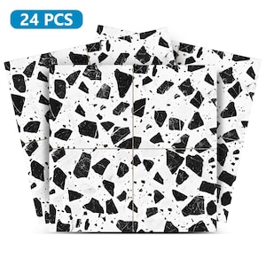 TERRAZZO Black and white Self-adhesive tiles Peel and stick stair tread Trands Peel and stick tile Kitchen Trends 2025 Vintage Decor T8