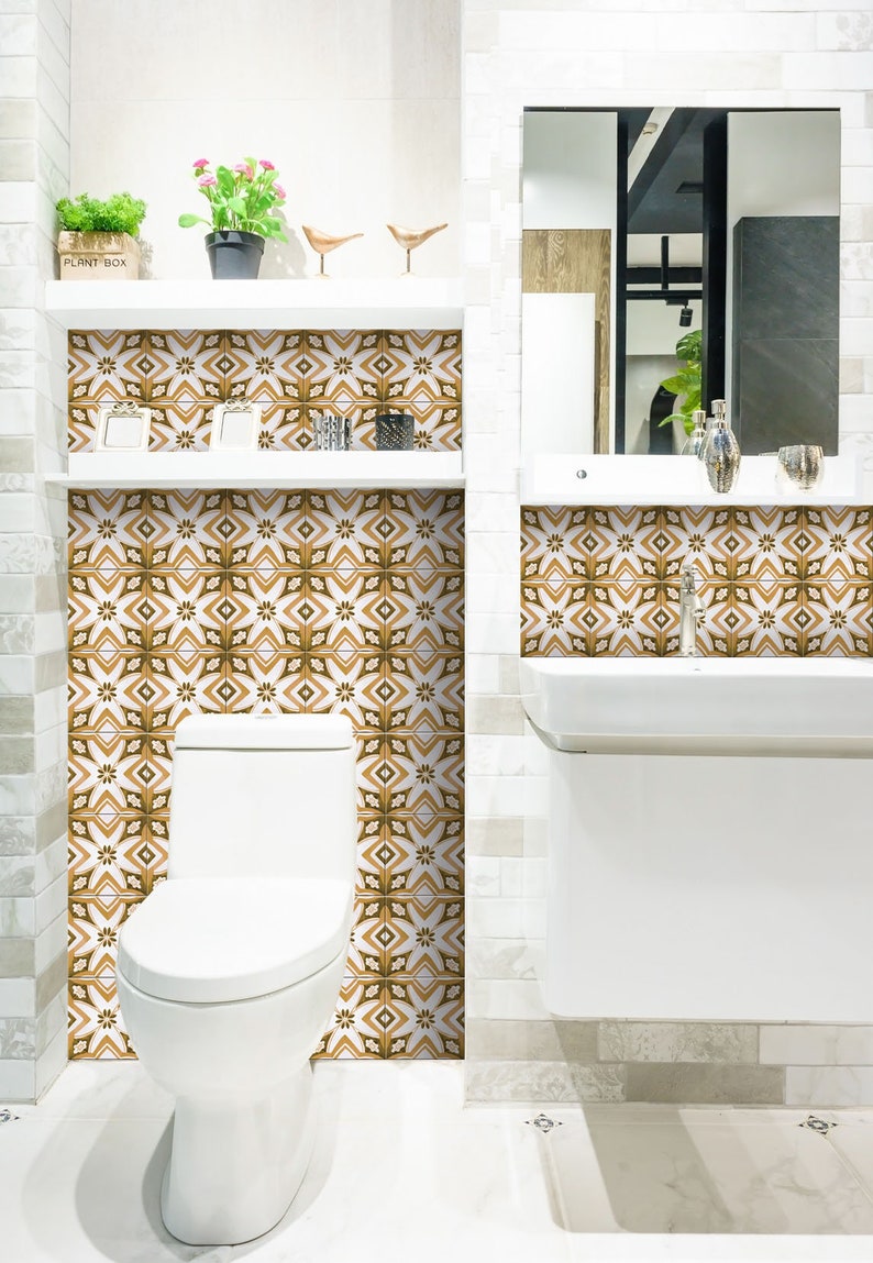 Backsplash Peel & Stick Bathroom Decals V33 Etsy