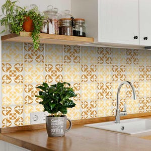 Gold Sticker Set Tile, Tile Stickers, Decorative Tiles, Vinyl Stickers, Wall Stickers, Tile Stickers, Peel and Stick Wall Decals A46