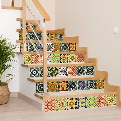 Décoller et coller sticker de carrelage, autocollant de cuisine, de salle de bain, d’escalier Sticker de cheminée et de mur
