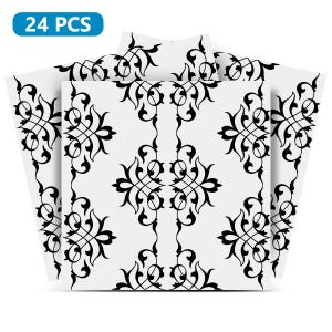 Tiles Decals Set of 24 Black & white home design decoration wall Tiles Stickers mexican tile decal Kitchen Bathroom BKW6