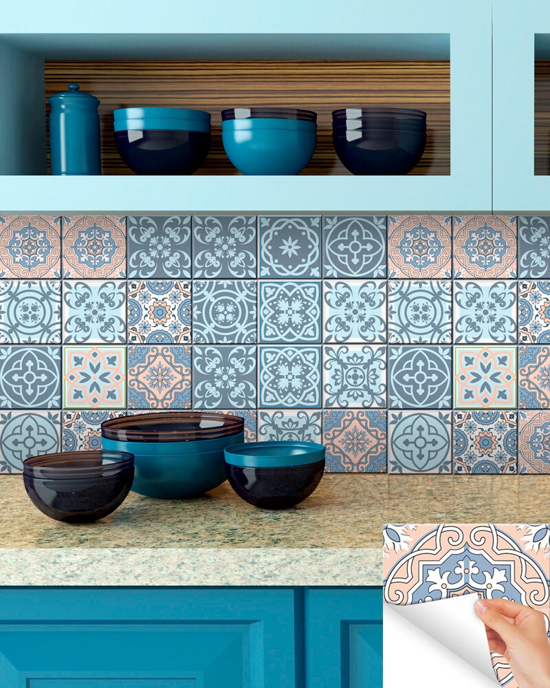 Decals bathroom gray Tile Set of 24 Tiles Decals Tiles Etsy