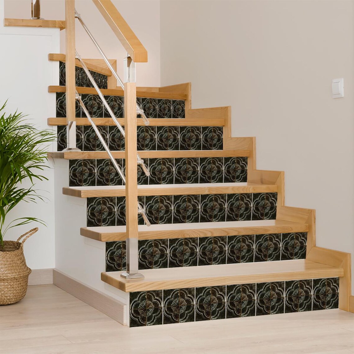 Black Peelandstick Tile Stickers Vinyl Cover Backsplash R55 Etsy Canada