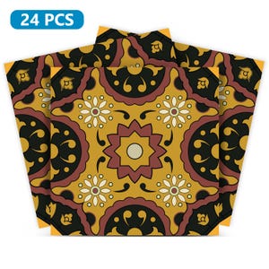 Set of 24 tile stickers Mexican Talavera style stickers for walls Kitchen bathroom murals decals Stair decals C15