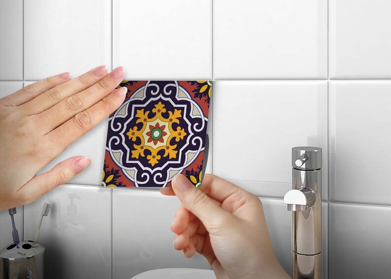 DIY Set of 24 Vintage Mural Mexican Tiles Decals Bathroom Etsy