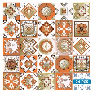 Set of 24 Tiles Decals Tiles Stickers mixed Tiles for walls Kitchen Bathroom fliesenaufkleber M1