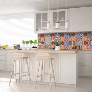 kitchen Decals peel and stick backsplas stickers 24 Tiles Decals Tiles Stickers mixed Tiles walls stairs Bathroom H70