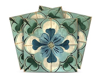 Self-adhesive tiles Peel and stick stair treads Green blue and turquoise Flower Peel and stick tile Kitchen Trends Vintage Decor R121
