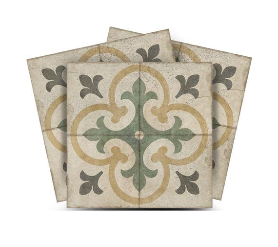 Self-adhesive tiles Peel and stick stair treads Green Pattern Peel and stick tile, Kitchen Trends Vintage Decor R6