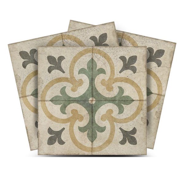 Självhäftande plattor, självhäftande trappsteg, grönt mönster, självhäftande plattor, Kitchen Trends Vintage Decor R6