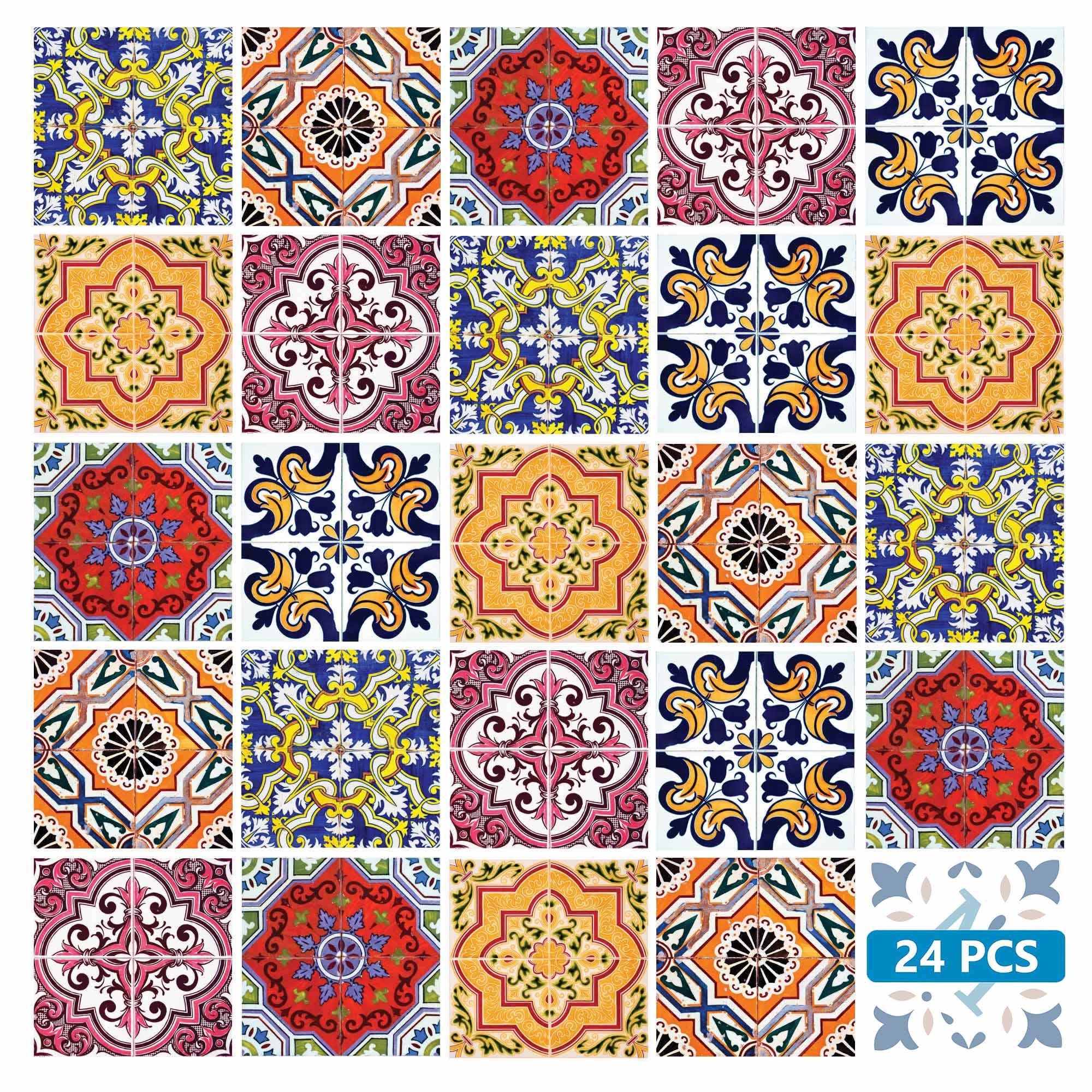 6x4 (24 pack) vintage traditional mexican Tiles Decals bathroom stickers mixed Tiles for walls Kitchen home decor H70