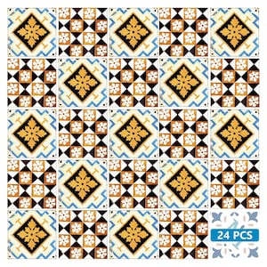 Bathroom Decals peel and stick backsplas stickers 24 Tiles Decals Tiles Stickers mixed Tiles walls Kitchen Stairs Fireplace Nursery V32