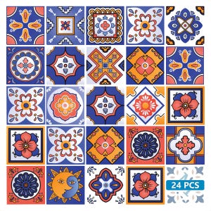 Kitchen Decals peel and stick backsplas stickers 24 Tiles Decals Tiles Stickers mixed Tiles walls Stairs Bathroom Fireplace Kids room M13