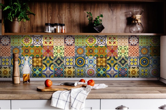 Fireplace Of 24 Vintage Traditional Mexican Tiles Decals Etsy