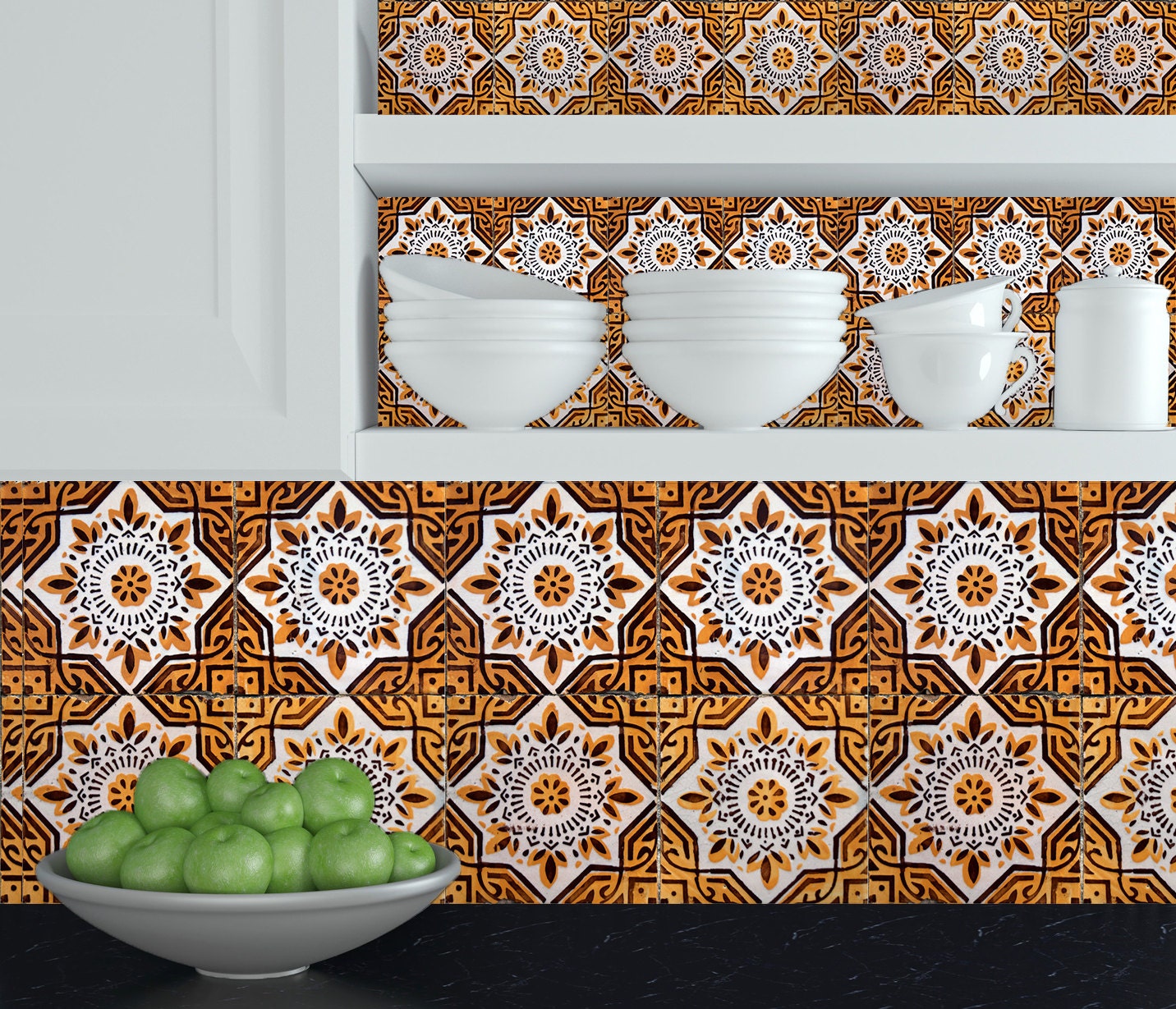 24 PC Set Kitchen Tile Decals Spanish Mexican Sticker Patters Bathroom Decor H2 