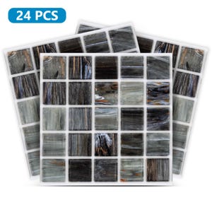 Black & white  gray mosaic Tile design 24 tile stickers style backsplash stickers for walls Kitchen decals bathroom Stair tile decals B11