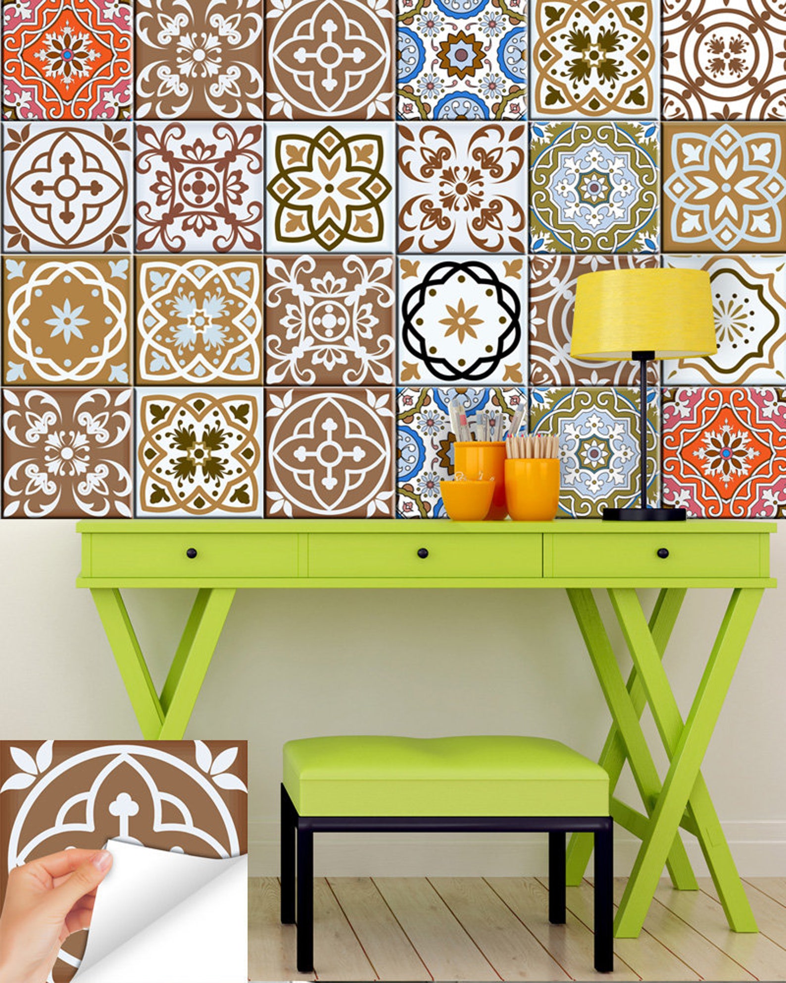 24 Tiles Decals Bathroom Stickers Mixed Tiles for Walls Etsy