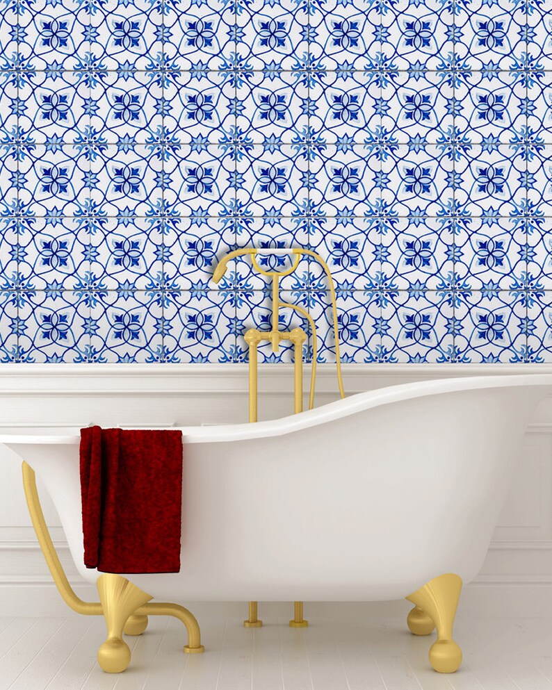 Wall decals tile stickers large design spanish Set of 24 Tiles Etsy