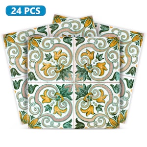 Home office Decals peel and stick backsplas stickers 24 Tiles Decals Tiles Stickers mixed Tiles walls Kitchen Bathroom stairs fireplace H26