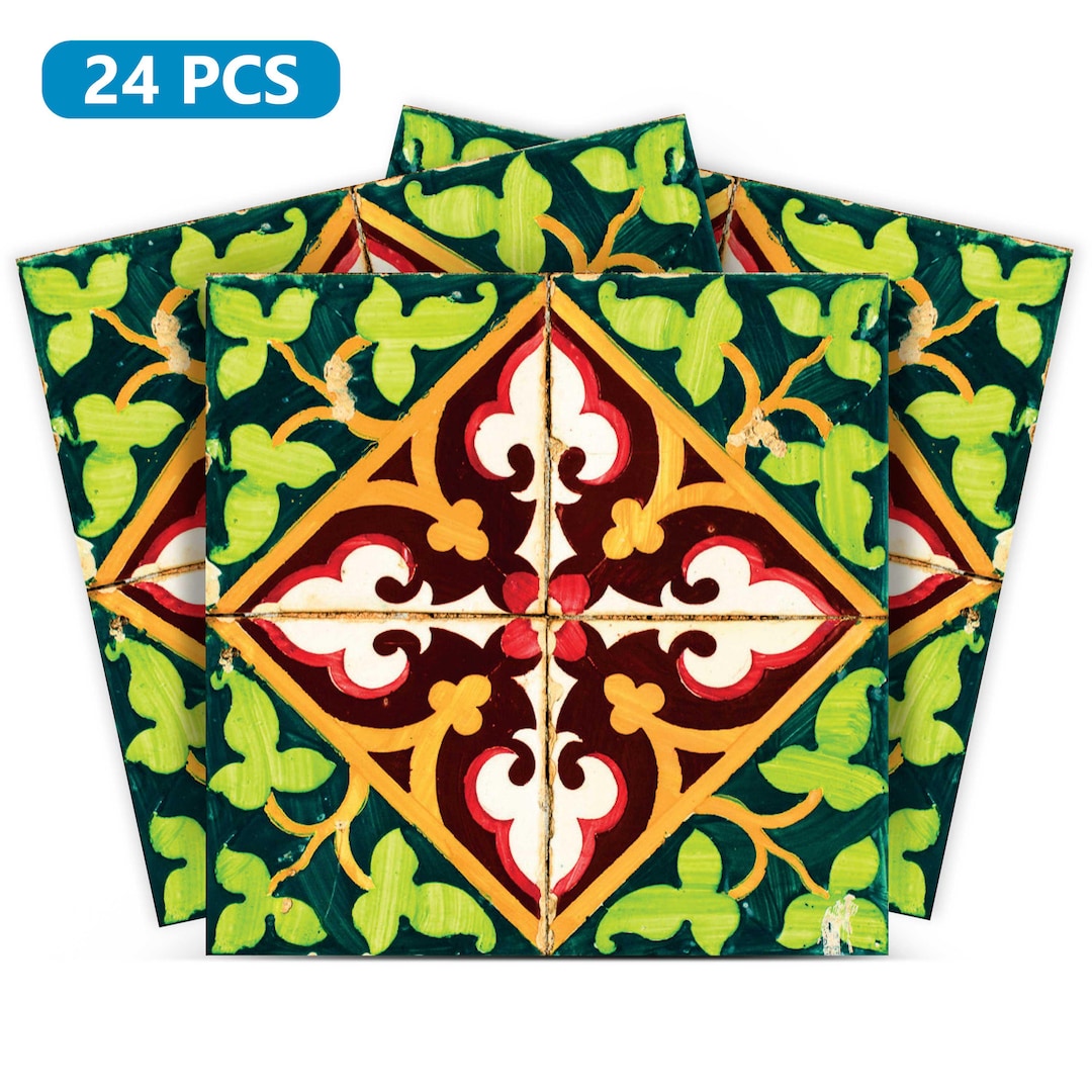 Set of 24 Tiles Decals Tiles Stickers Tiles for Walls Kitchen Bathroom ...