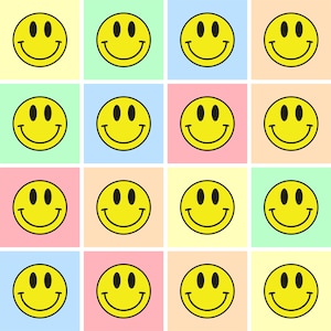Adesivos de azulejo com estampa de rosto sorridente colorido, adesivos de descascar e colar para decoração de parede, quarto infantil E1