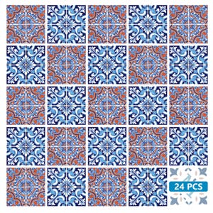 Kitchen Decals peel and stick backsplas stickers 24 Tiles Decals Tiles Stickers mixed Tiles walls Stairs Bathroom Fireplace Laundery H218