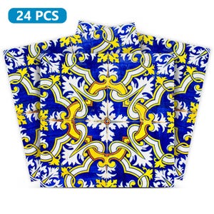 wall decal Set of 24 blue shades Mexican tile Kitchen decals  bathroom decals pattern Talavera tiles H12