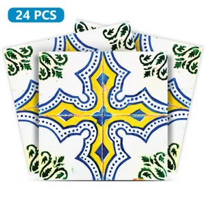 Yellow and White connecting pattern Tile Stickers wall tiles renovation Model - H51