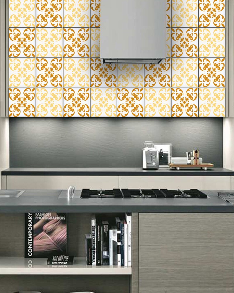 Gold Sticker Set Tile Tile Stickers Decorative Tiles Vinyl Etsy