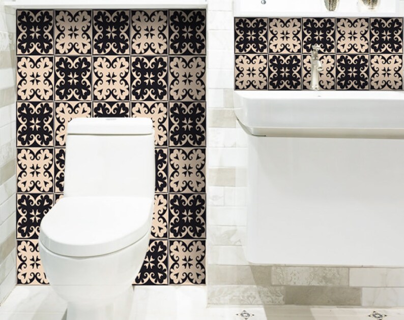 Bathroom Decals Peel and Stick Backsplas Stickers 24 Tiles Etsy
